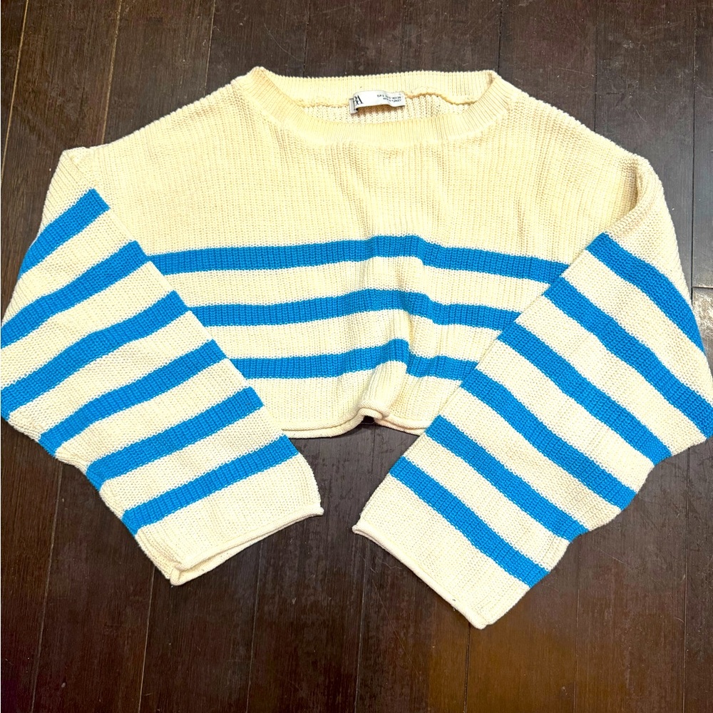 Spring crop sweater, Breton stripe, coastal prep